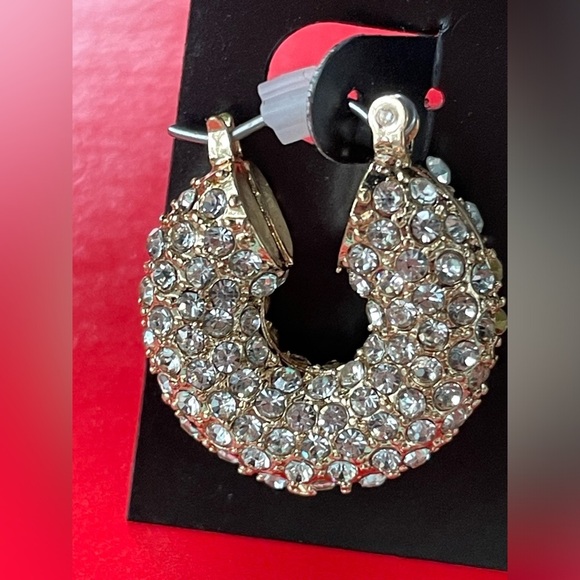 Guess Earrings,Guess Gold Crystal Hoop Earrings - Picture 5 of 9